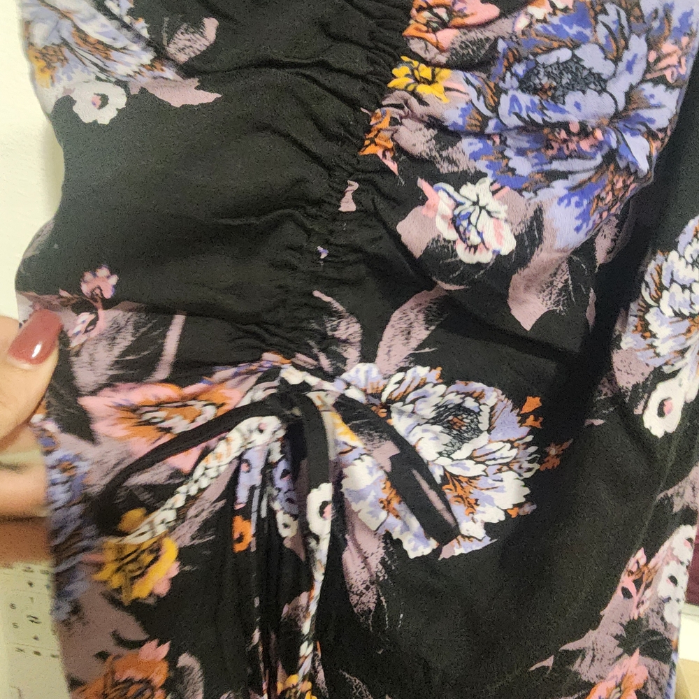 Free People Black Floral Mini Wrap Dress NWT - Picture 6 of 9